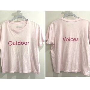 🌸 Outdoor Voices “Outdoor / Voices” Logo Tee – Pink